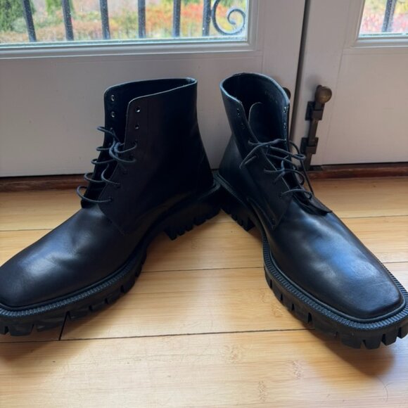 Balenciaga Trooper Lace-Up Leather Boots, Size 13, Black - Picture 2 of 6